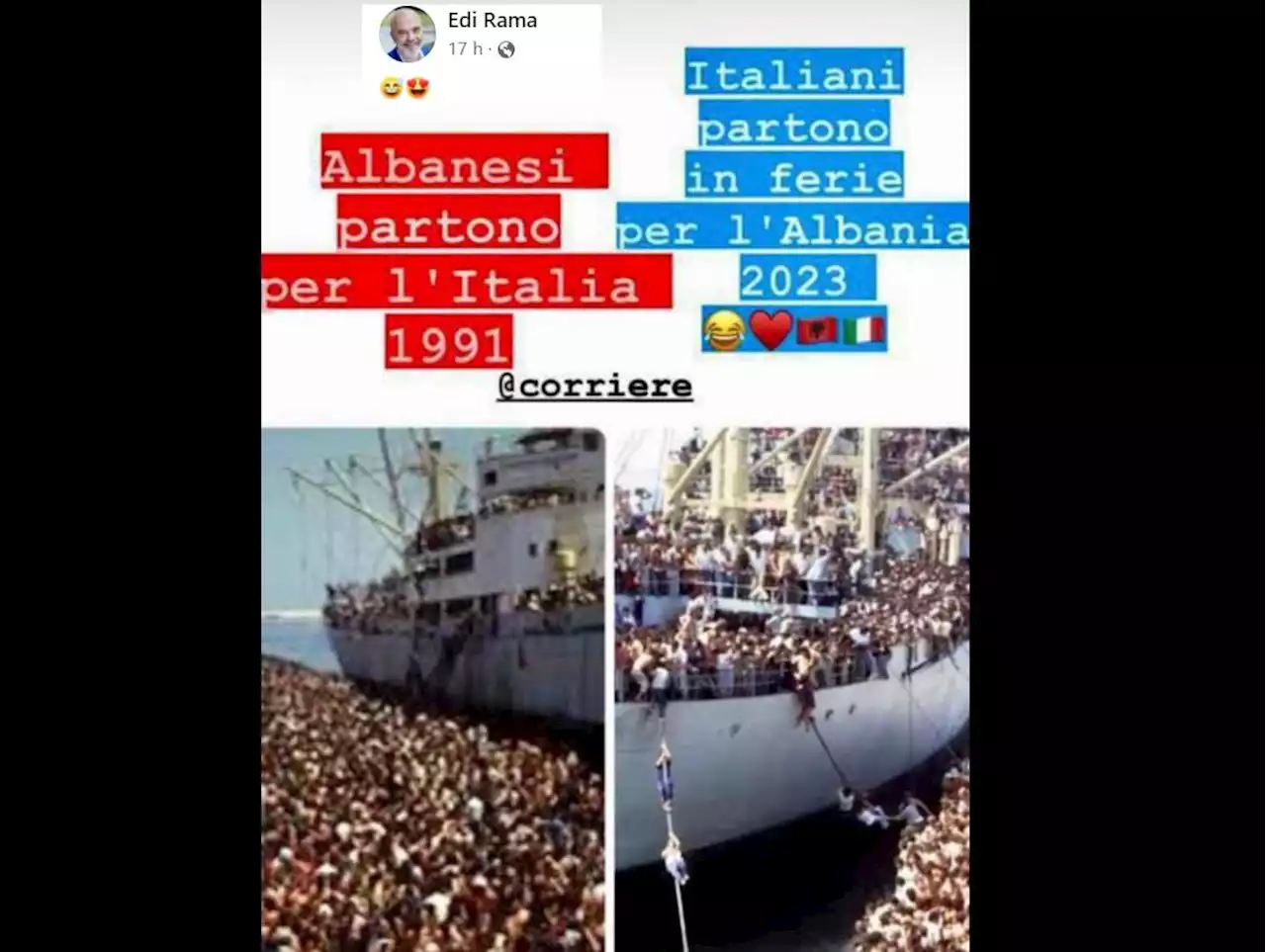 Turisti italiani in Albania, ironia del premier Rama: 'Come i nostri migranti nel '91'