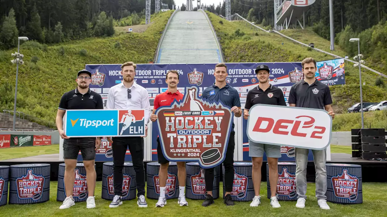 Eishockey statt Skispringen: Drei Freiluftspiele am Auslauf der Schanze in Klingenthal