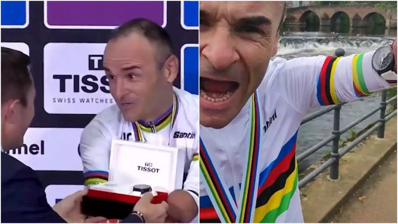 Ciclista paralimpico senza braccia riceve un orologio da polso alla premiazione, la sua reazione alla gaffe