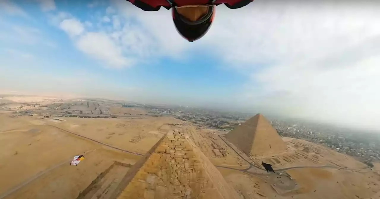 Wingsuit Flyers Film Insanely Close Pass to the Egyptian Pyramids