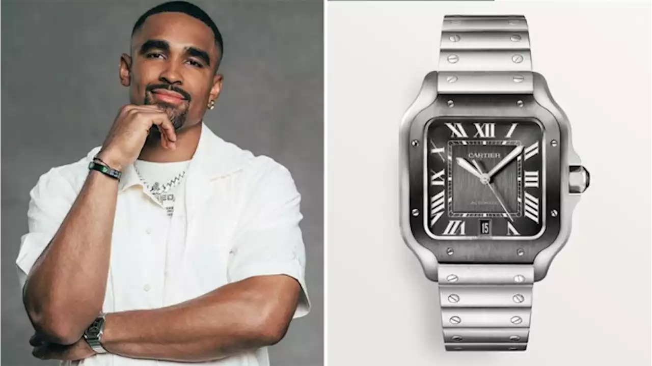 Philadelphia Eagles QB Jalen Hurts Flexed a Steely Cartier Santos While Announcing His Partnership With Jordan