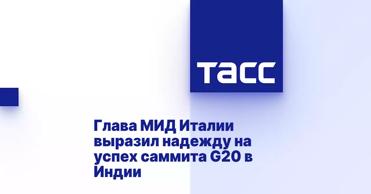 Глава МИД Италии выразил надежду на успех саммита G20 в Индии