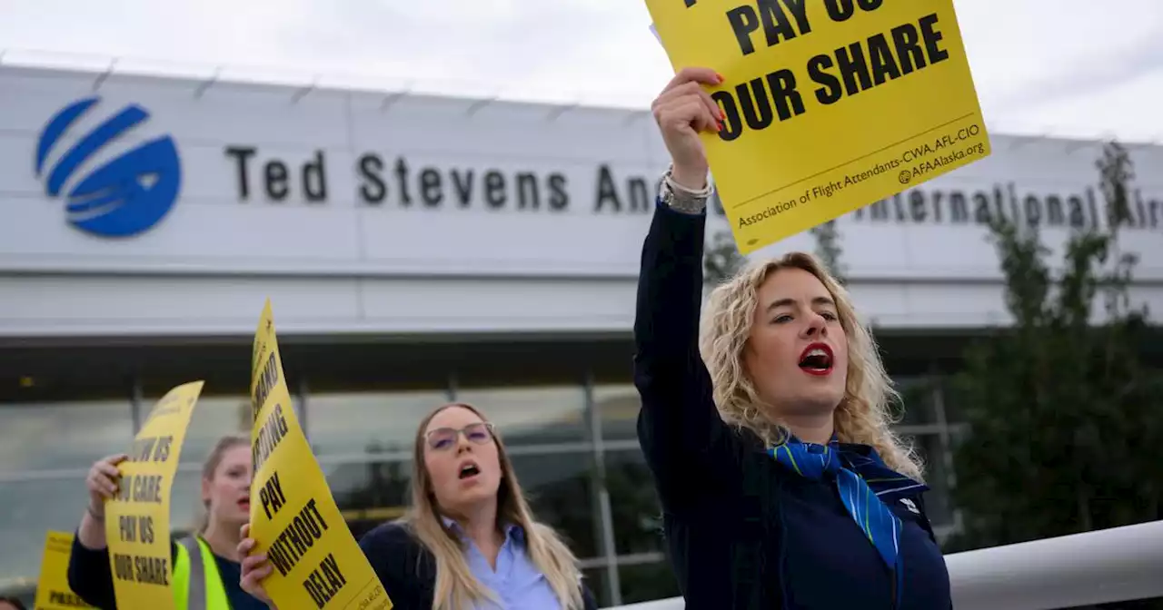 Alaska Airlines flight attendants protest at Ted Stevens Anchorage airport