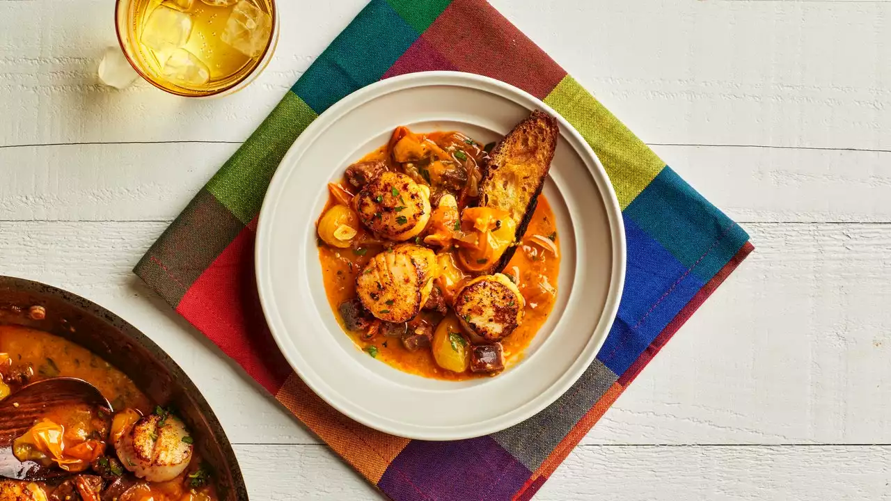 Scallops and Chorizo in Tomato Sauce