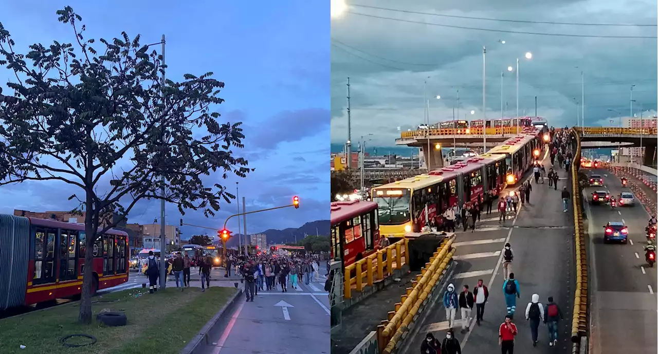 Monumental trancón de Transmilenio en la NQS: usuarios se bajan de los buses