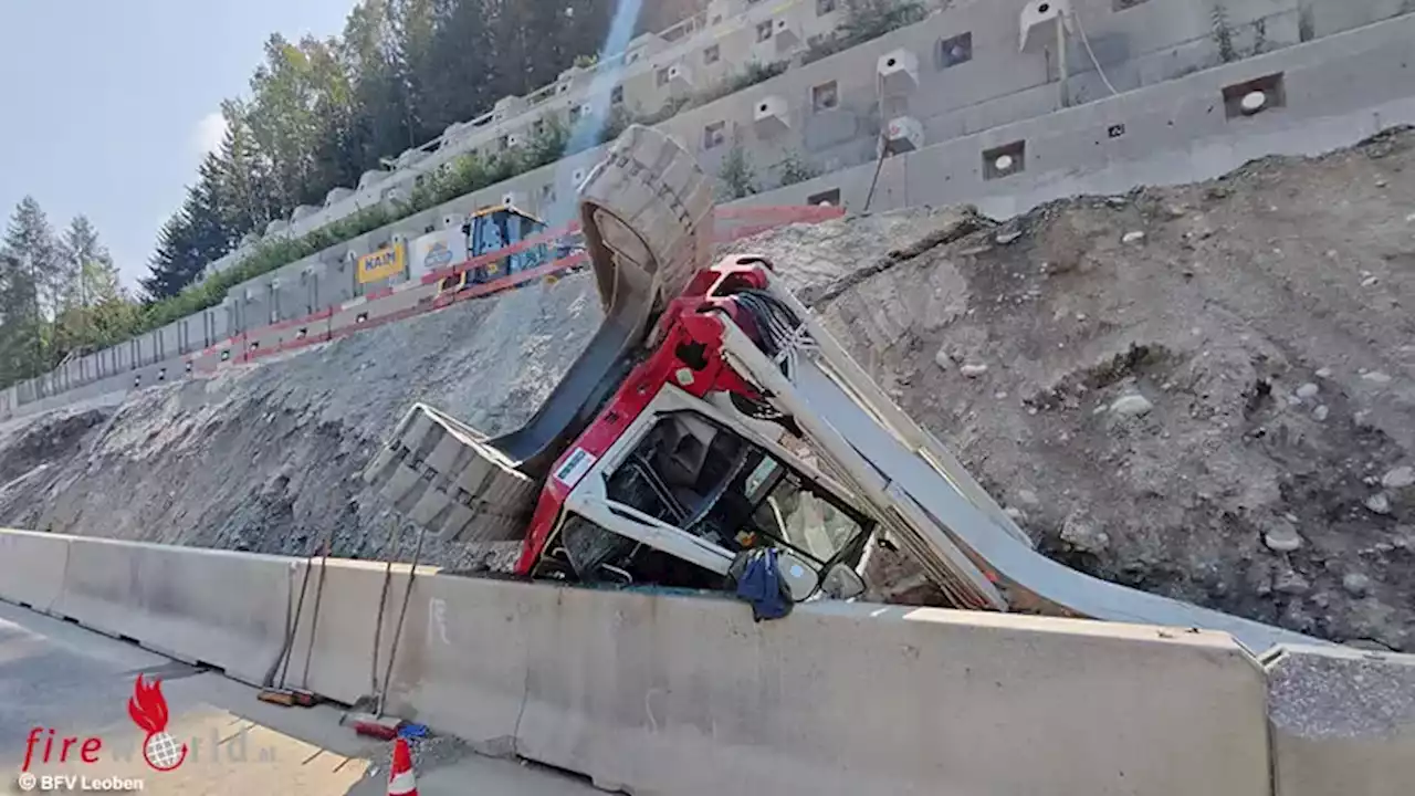 Stmk: Absturz eines Baggers auf der S6-Baustelle nahe dem Niklasdorftunnel → ein Schwerverletzter