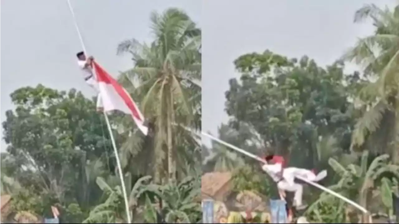 Detik-detik Anggota Paskibra di Lampung Jatuh saat Panjat Tiang Bendera karena Tali Putus