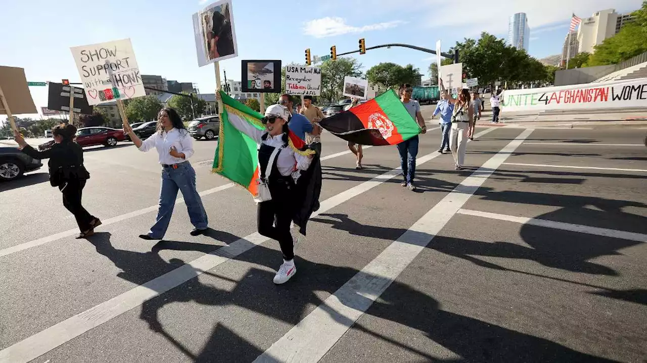 Afghans in Utah protest 2 years of Taliban rule in their home country