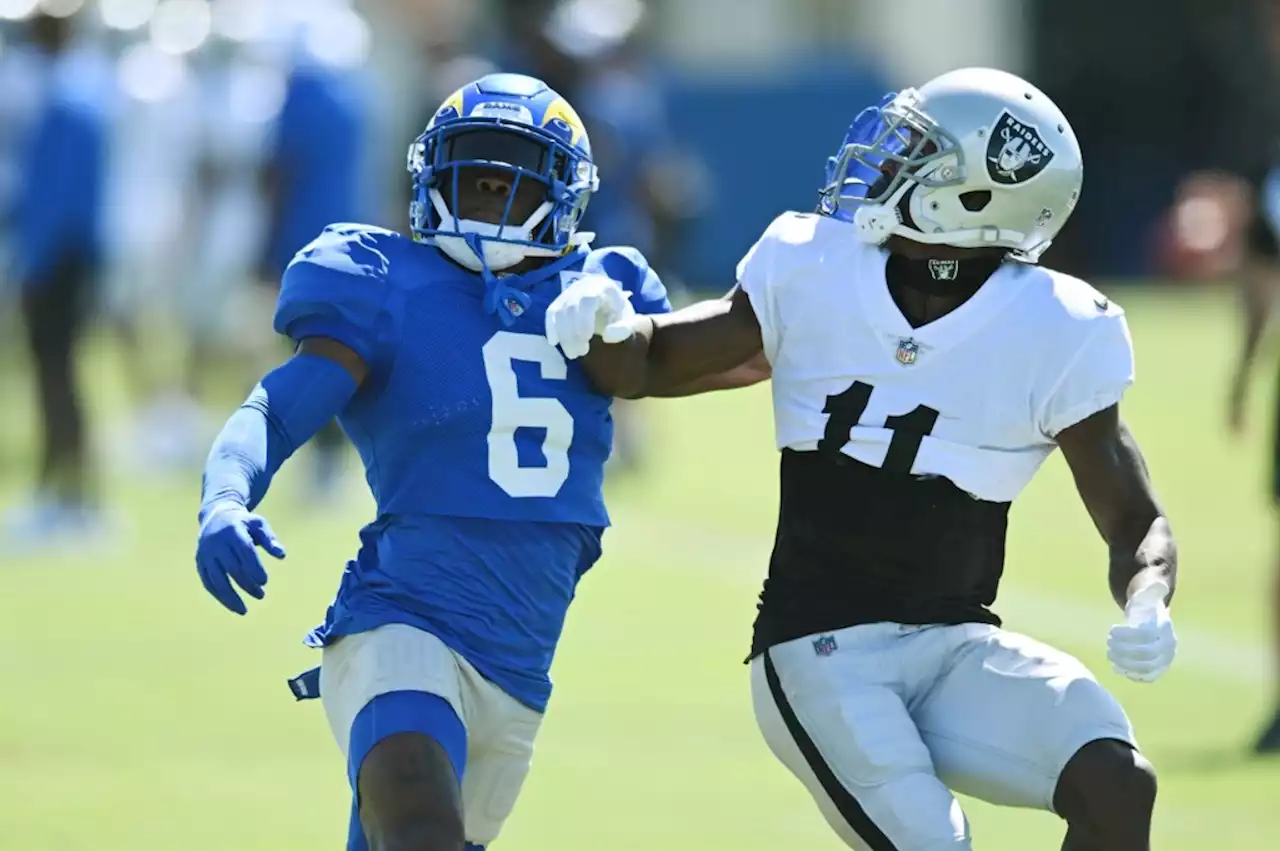 Rams CB Tre Tomlinson stands tall against Raiders’ Davante Adams in joint practice