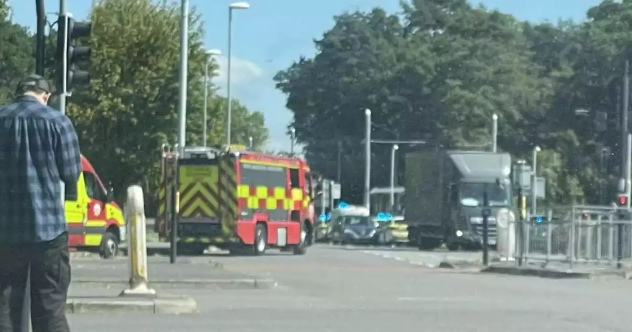 Cyclist rushed to hospital after being hit by tram as air ambulance lands