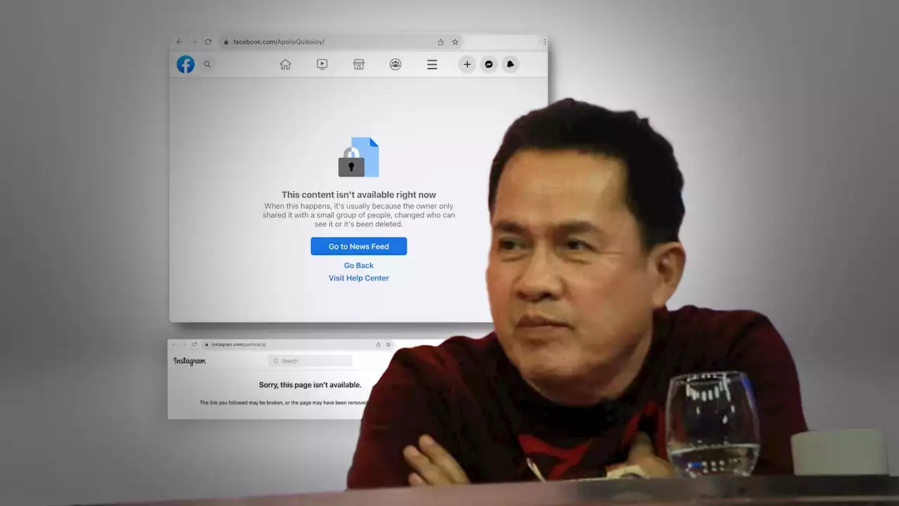 Apollo Quiboloy’s official Facebook page deleted, Instagram account unavailable