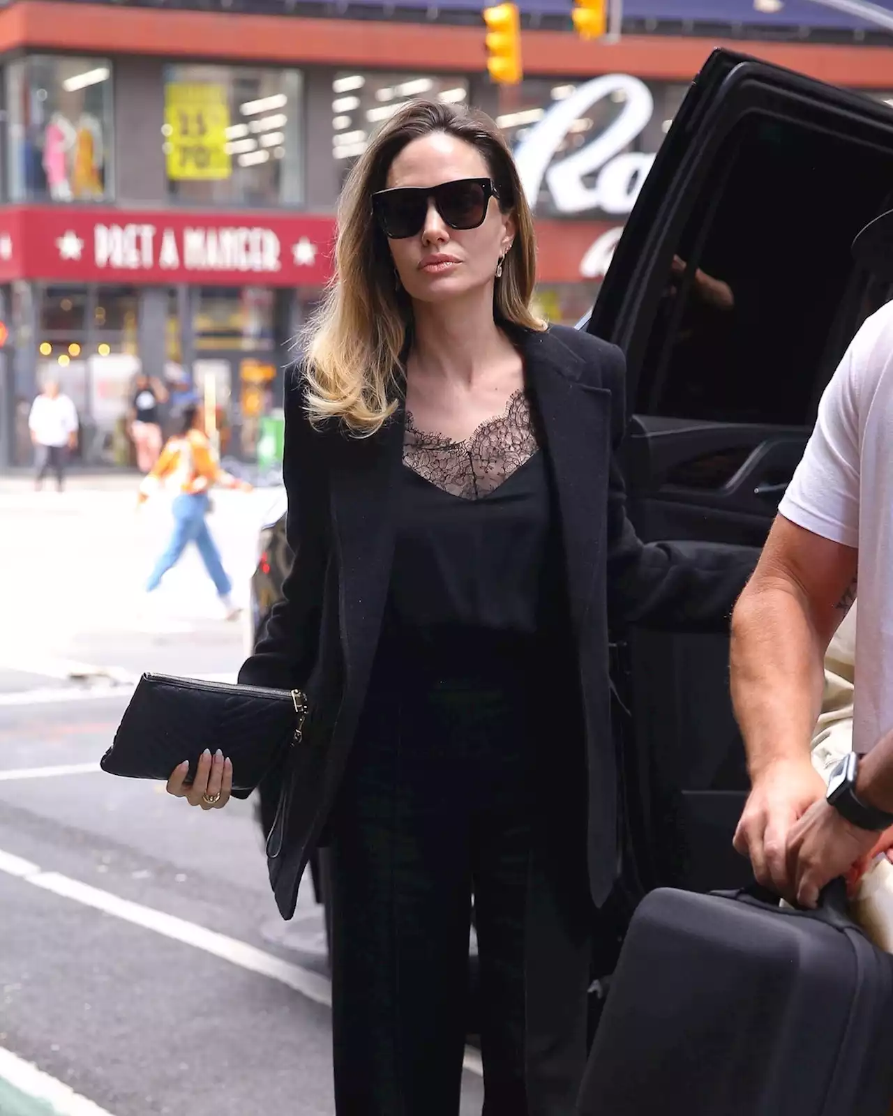 Angelina Jolie Puts a Tailored Twist On Lingerie Dressing in New York