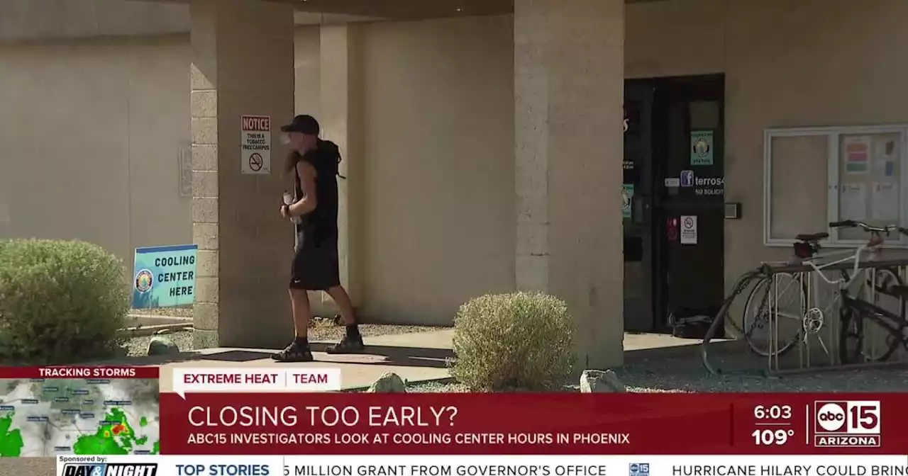 Why do many Phoenix cooling centers close at the hottest parts of the day?