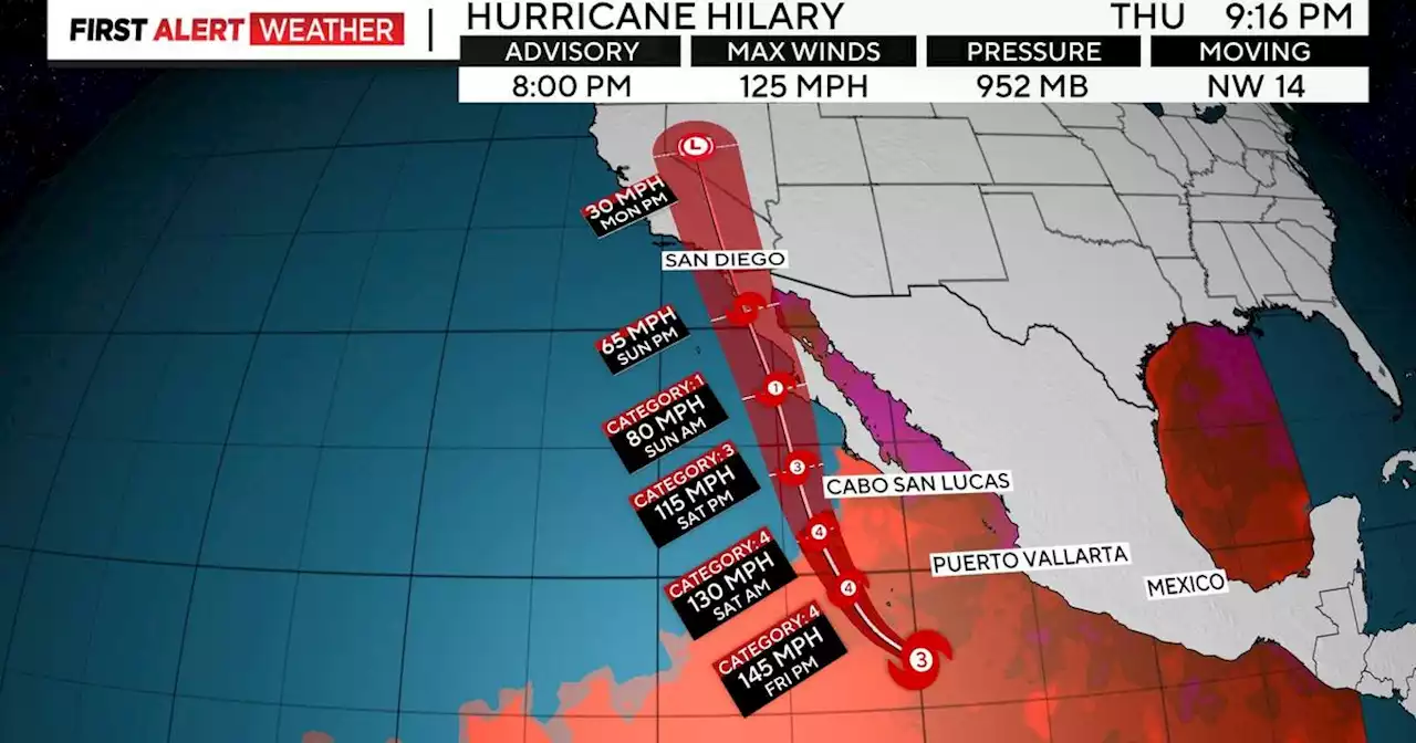 Hurricane Hilary strengthens to Category 4 on its path toward Southern California