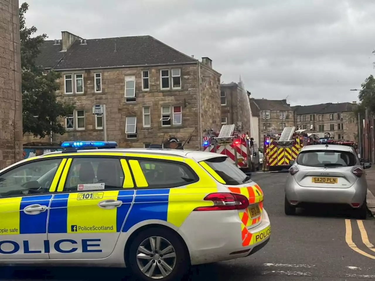 999 crews battling blaze at property near Glasgow