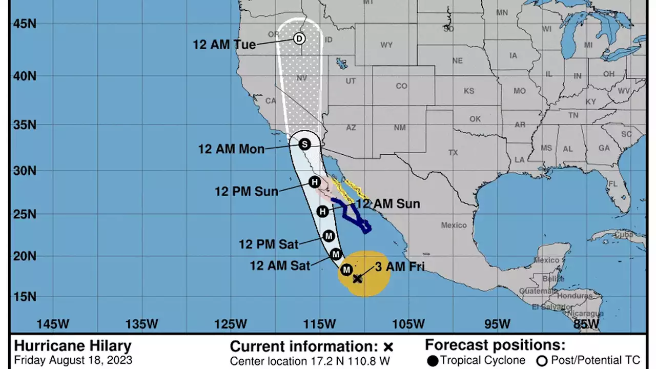 Hurricane Hilary is a Category 4 storm; likely a tropical storm as it reaches California