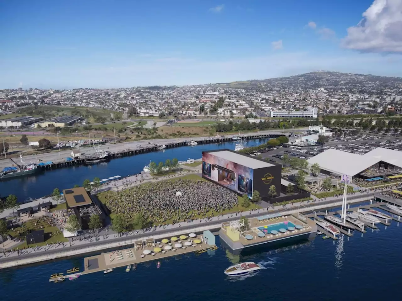 Designers unveil updated design for amphitheater at San Pedro’s West Harbor