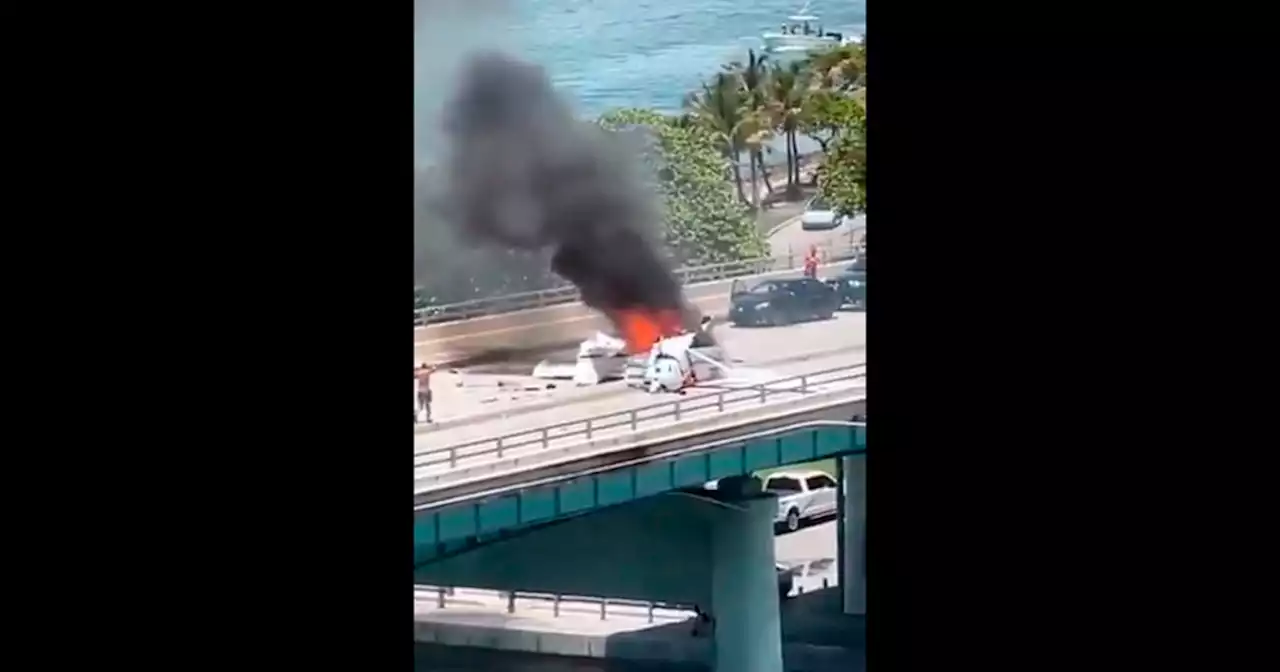 [Video] Avión se estrelló y explotó en concurrida autopista