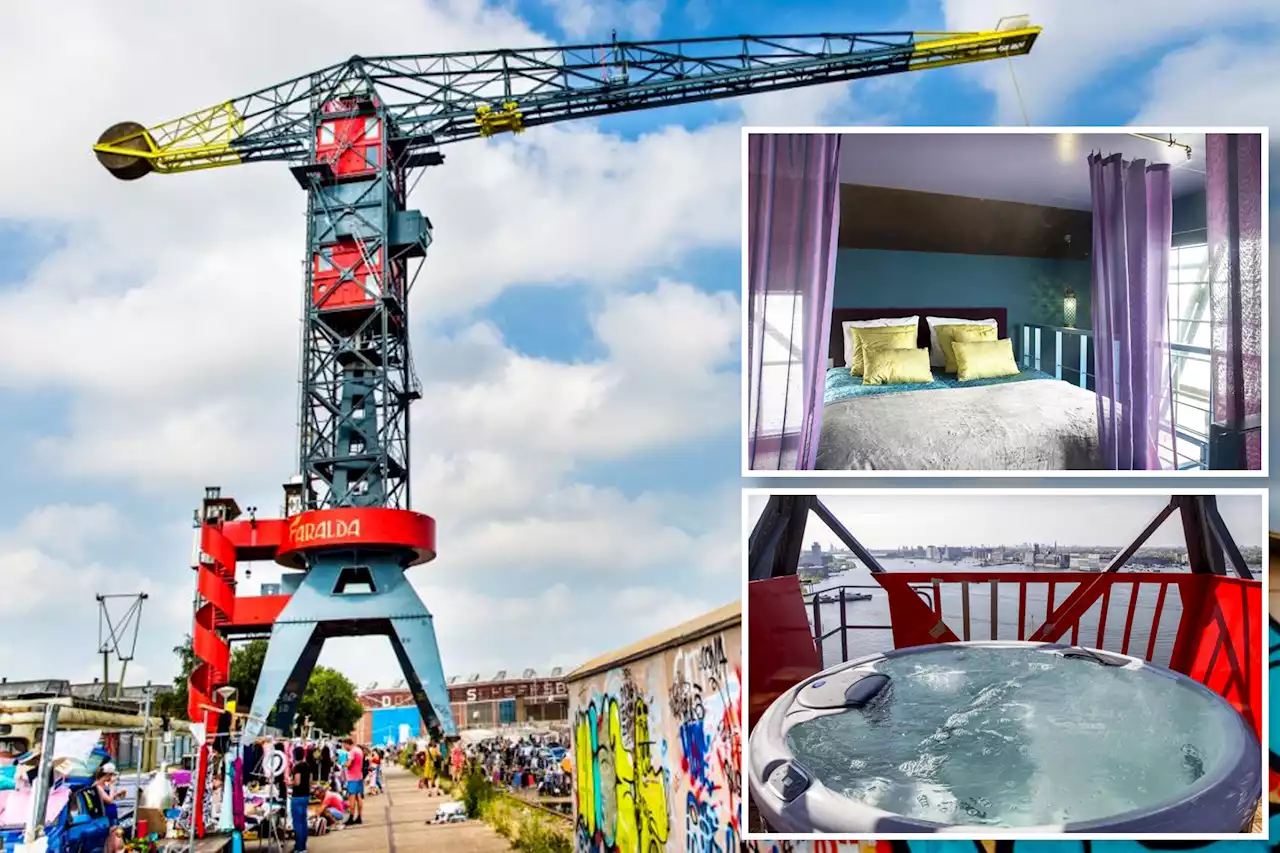 A new way to get high in Amsterdam: Luxury hotel in a towering crane