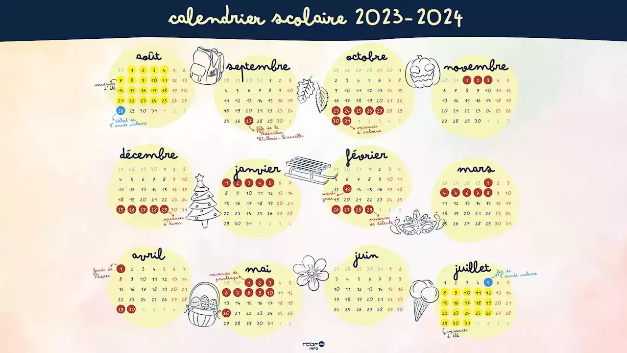 Année scolaire 20232024 le calendrier des congés en Fédération