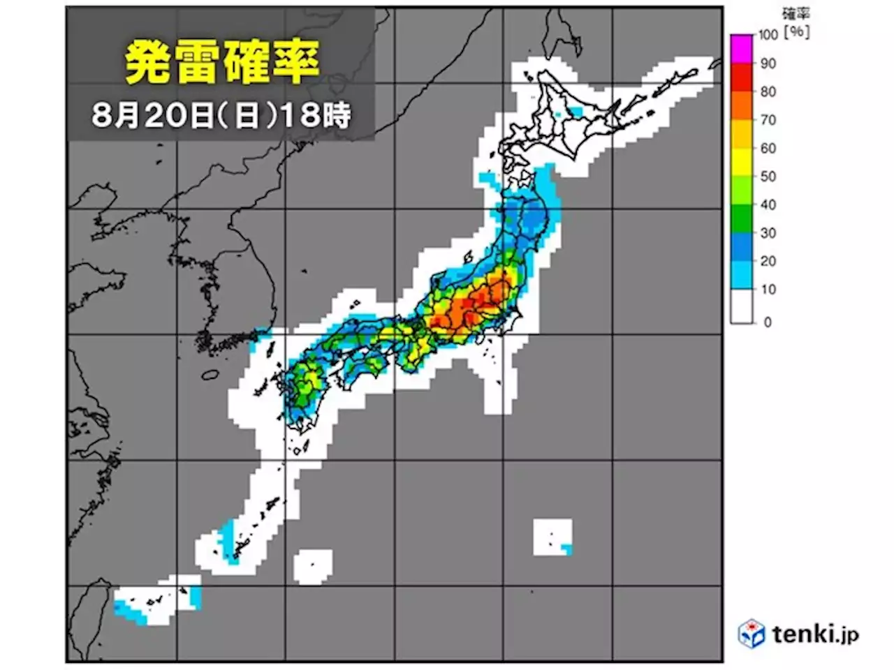 土日は広く大気の状態不安定 ゲリラ豪雨に注意 東海や関東甲信を中心に発雷確率高い(気象予報士 吉田 友海)