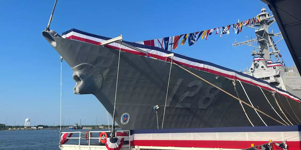 Newest Navy destroyer USS Ted Stevens christened in Mississippi