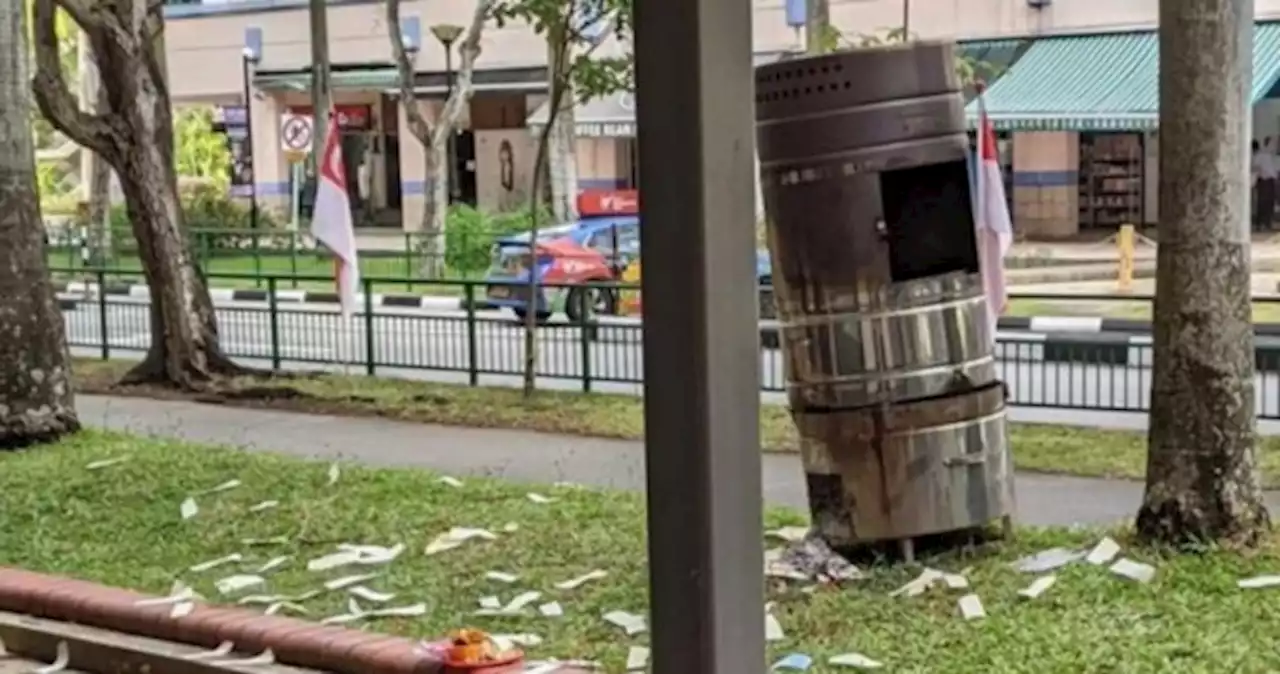 'Pity the cleaners': Tampines, Sengkang residents miffed after devotees leave behind joss paper on grass patch during Hungry Ghost Festival