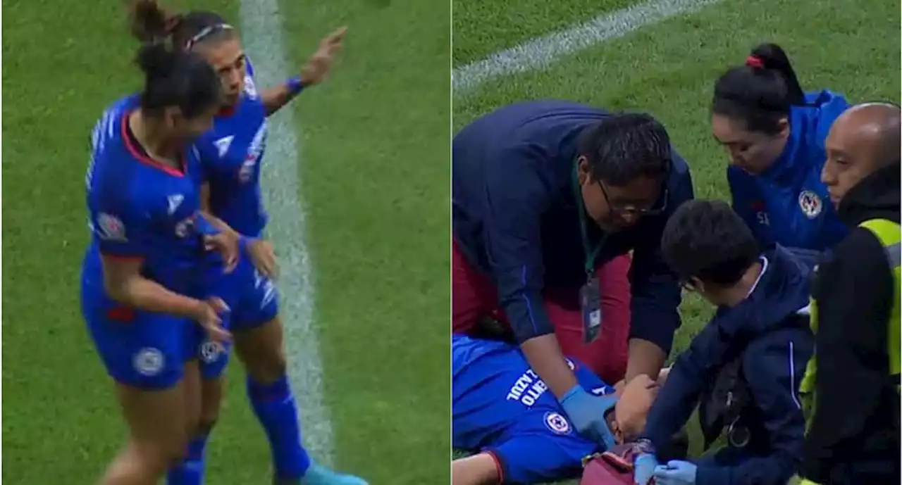 Tensión en el América vs Cruz Azul; Daniela Flores abandonó el duelo por un golpe en la cabeza