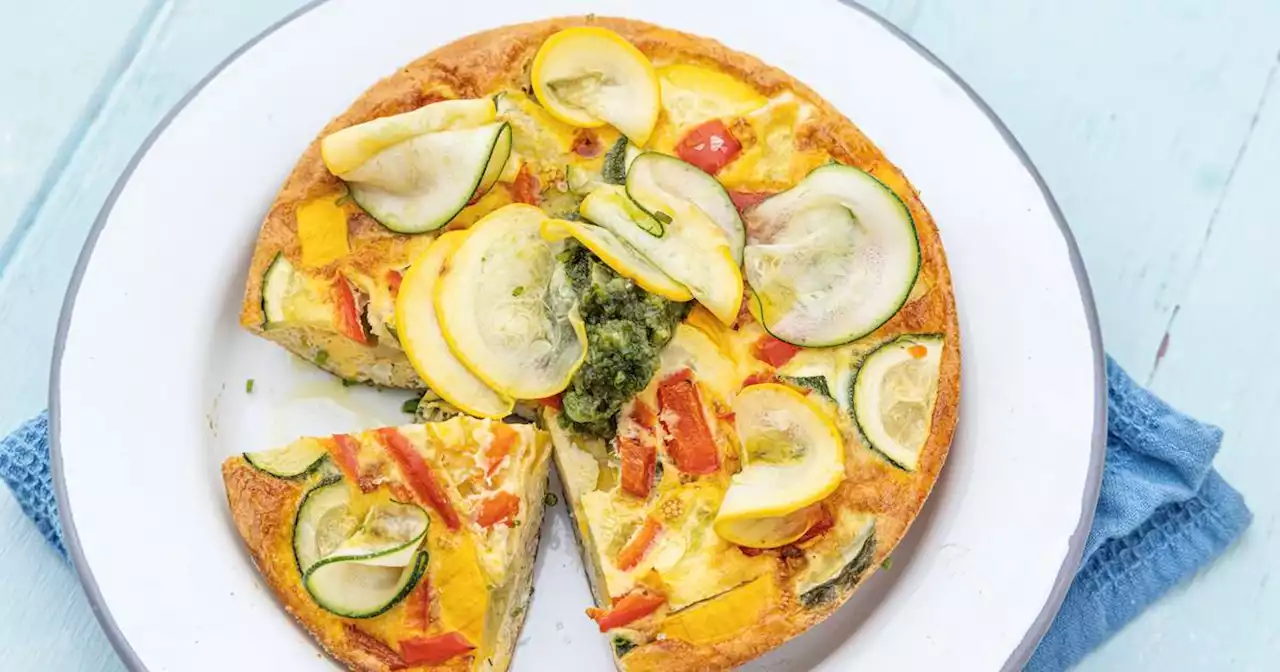 Courgette, pepper and smoked Gubbeen frittata