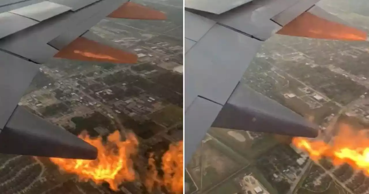 Video: pánico por motor de un avión que se incendió en pleno vuelo