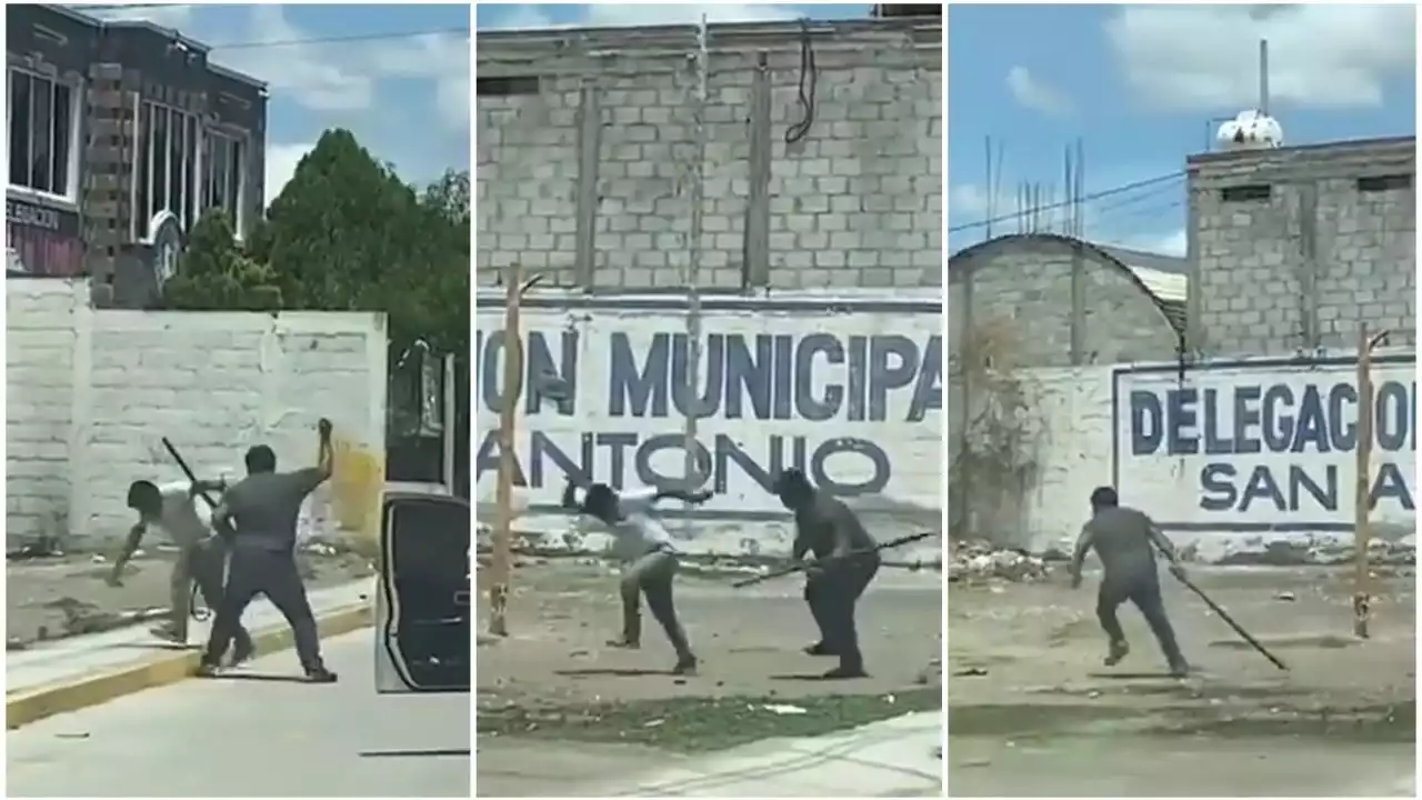 Captan a taxistas de Hidalgo peleando con garrote y tubo