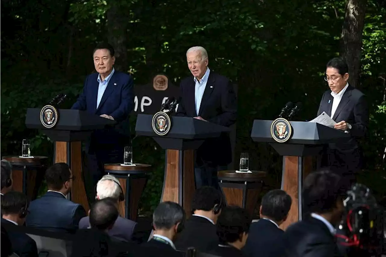 At Camp David, US, South Korea, Japan condemn China, agree to deepen military ties