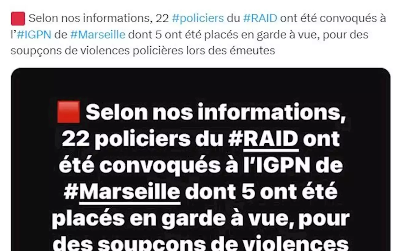 Non, l’IGPN n’a pas convoqué 22 membres du RAID à Marseille