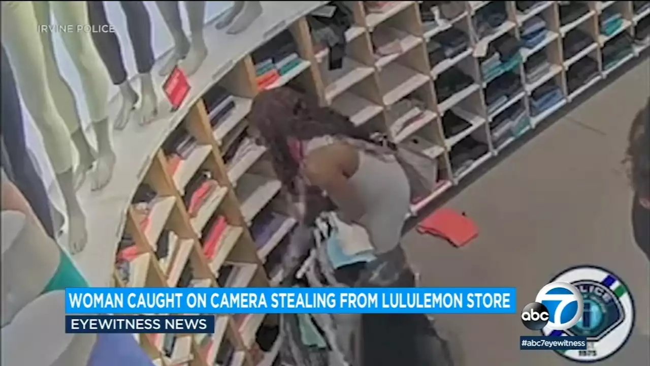 Video shows woman stealing $7,500 worth of merchandise from Lululemon store in Irvine, police say