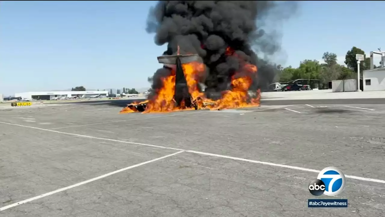 2 dead after small plane crashes, erupts in flames at Southern California airport