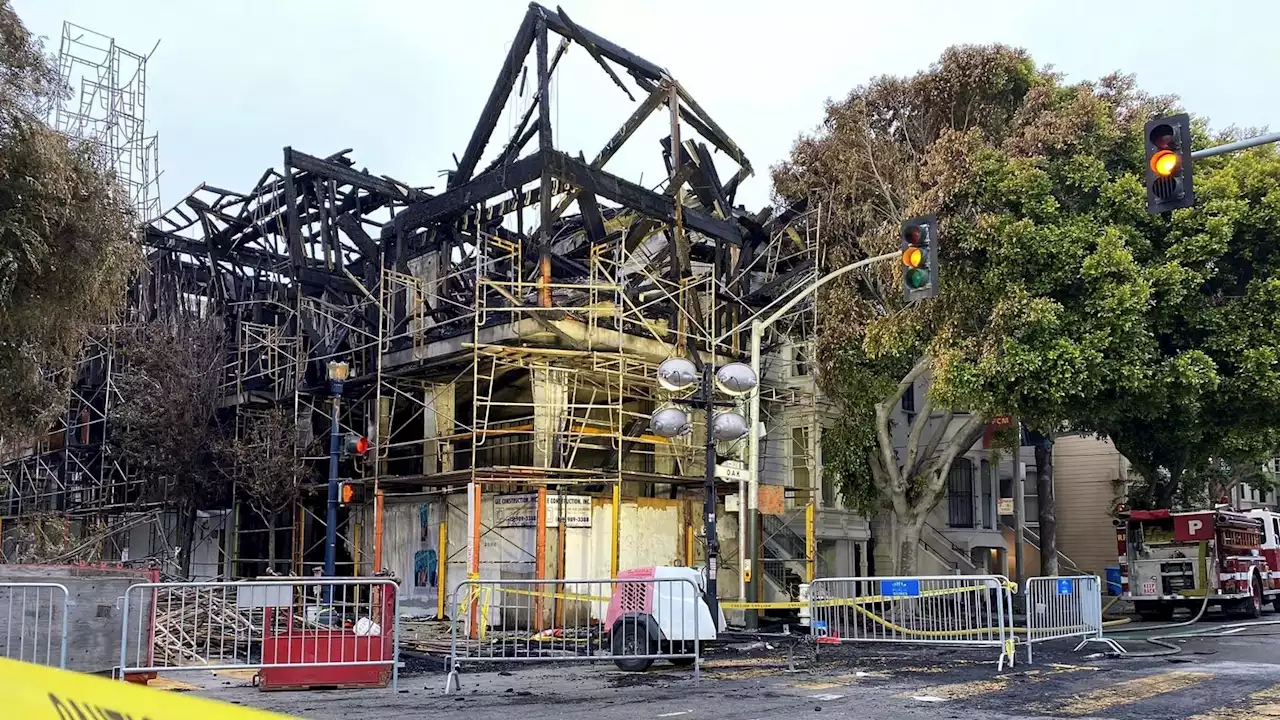 Crews work overnight to remove scaffolding from charred SF construction site after fire