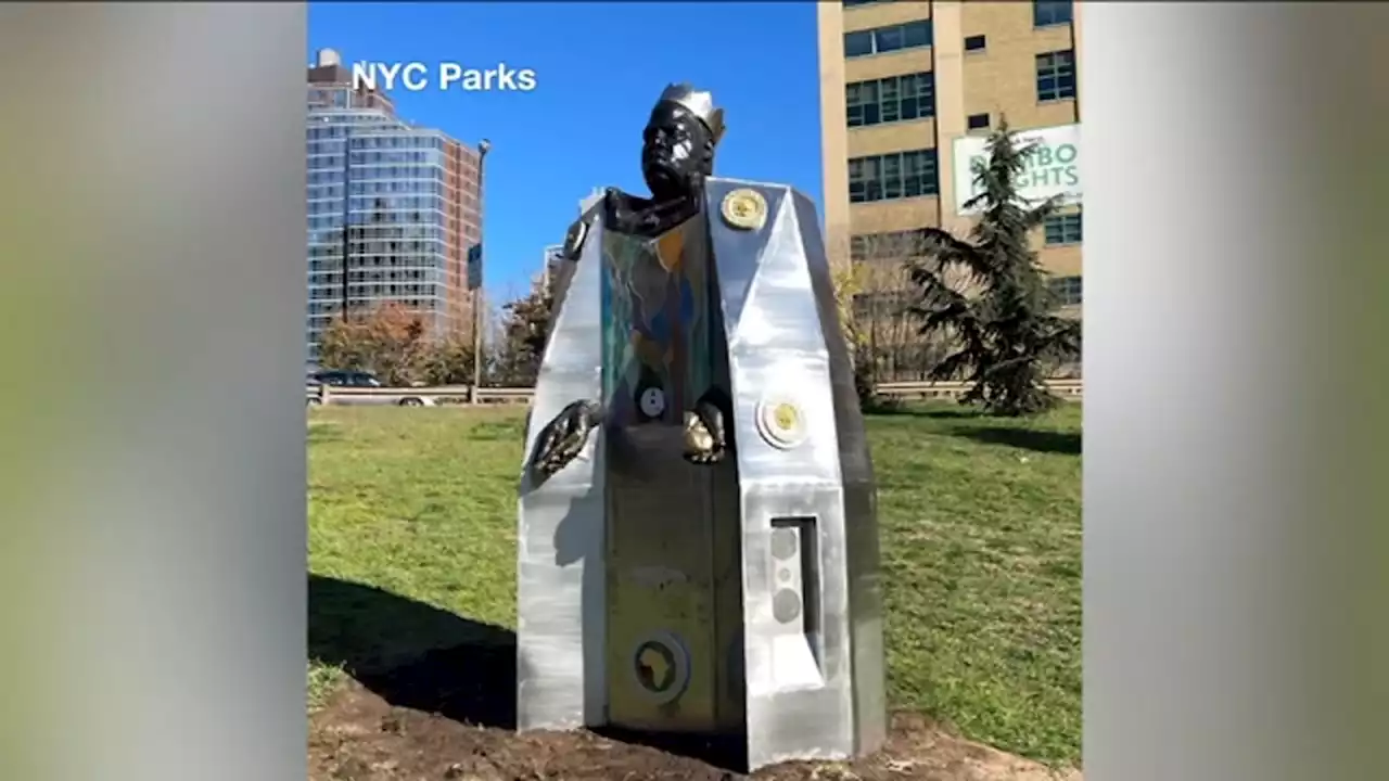 Biggie Smalls sculpture unveiled in Downtown Brooklyn's Cadman Plaza