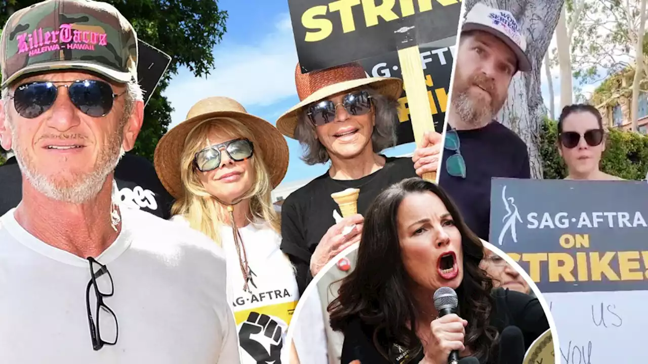 Actors Hit The Picket Lines Including SAG-AFTRA President Fran Drescher, Sean Penn, Melanie Lynskey & Jane Fonda