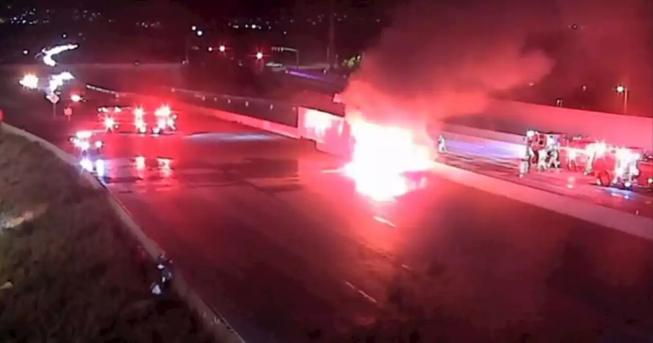 One dead after semi-truck bursts into flames on I-80 in Salt Lake City