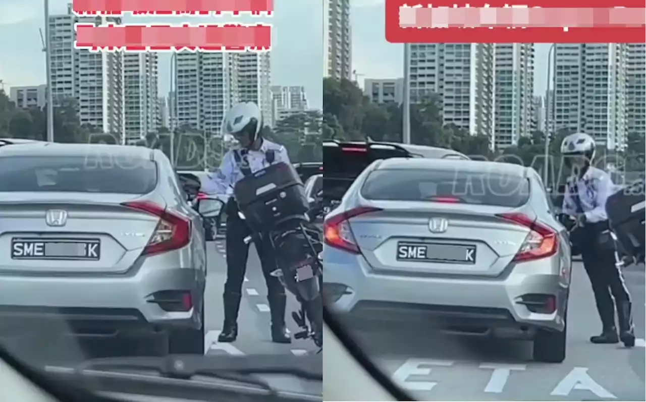 (Video) Singaporean Driver Ignored & Tried To Drive Past Malaysian Traffic Police