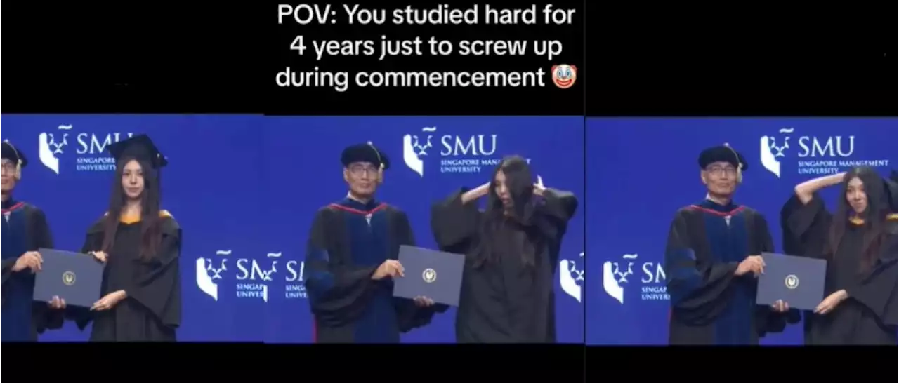 'You studied hard for 4 years just to screw up during commencement' — Graduate hat blunder on stage goes viral - Singapore News