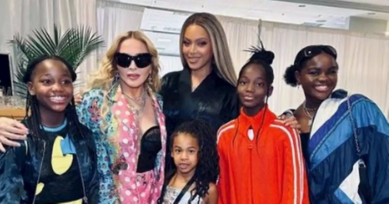 Beyoncé and rarely-seen daughter Rumi, 6, pose with Madonna backstage at tour