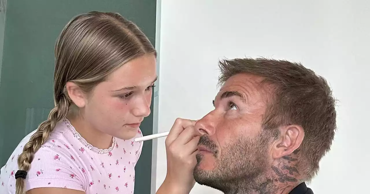 Harper Beckham, 12, does dad David's makeup as fans go wild for 'perfect' moment