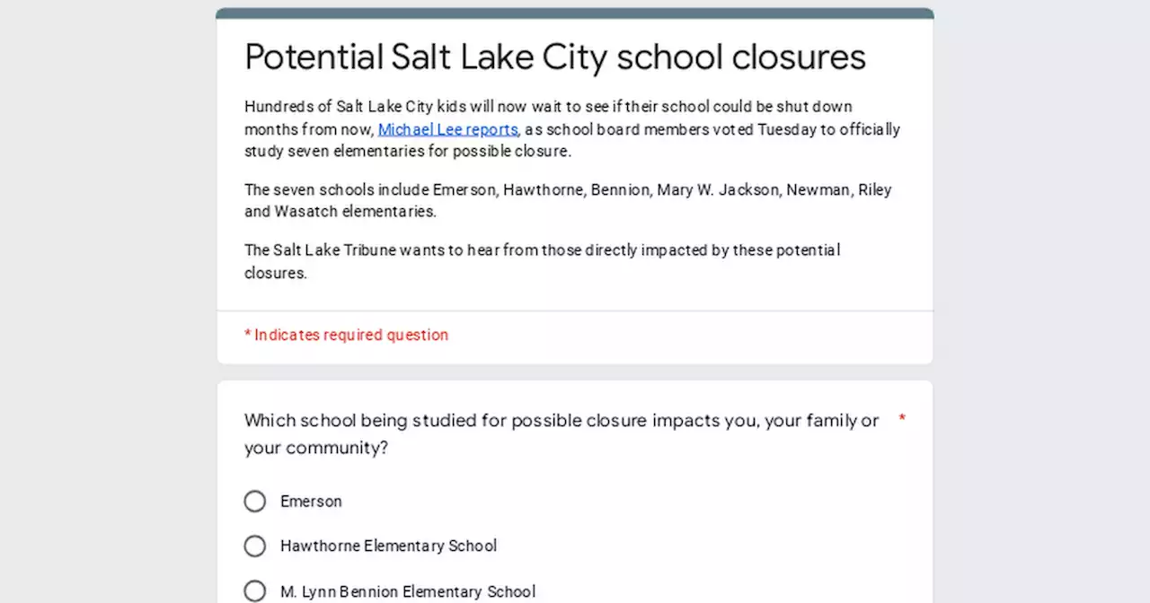 Potential Salt Lake City school closures