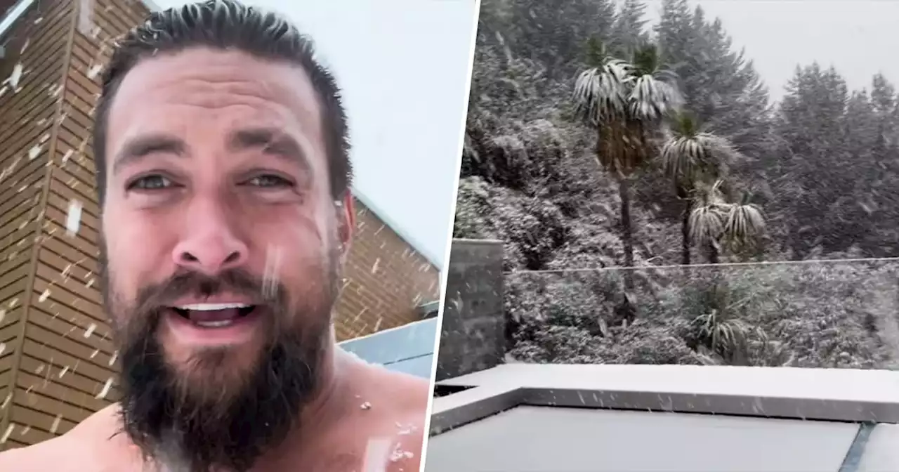 Jason Momoa enjoys a snowy surprise for his birthday