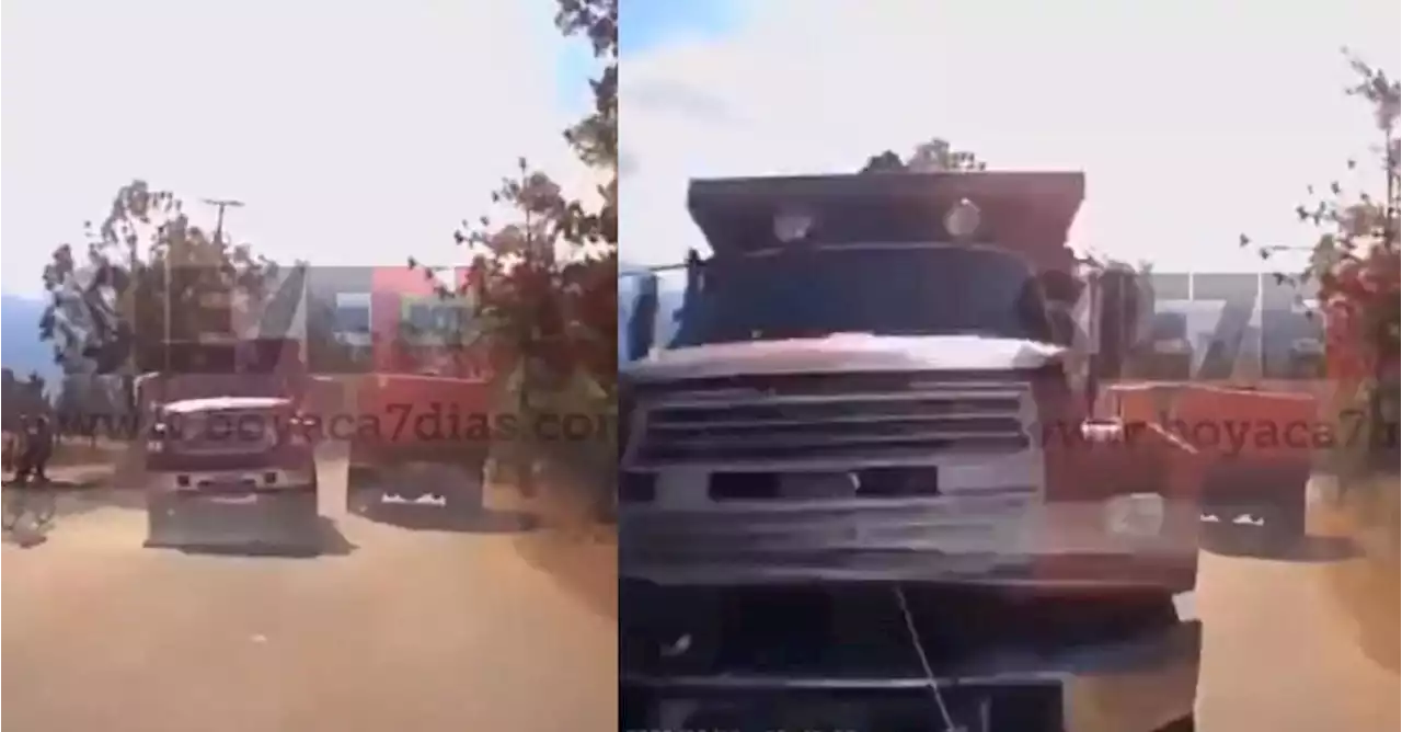 Impresionante: se conoce video del momento exacto en que una volqueta se estrella de frente con bus en Villa de Leyva