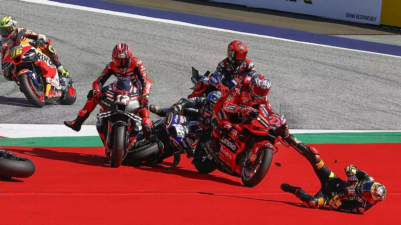 ‘I did a front flip’: Wild first-corner pileup sparks MotoGP chaos