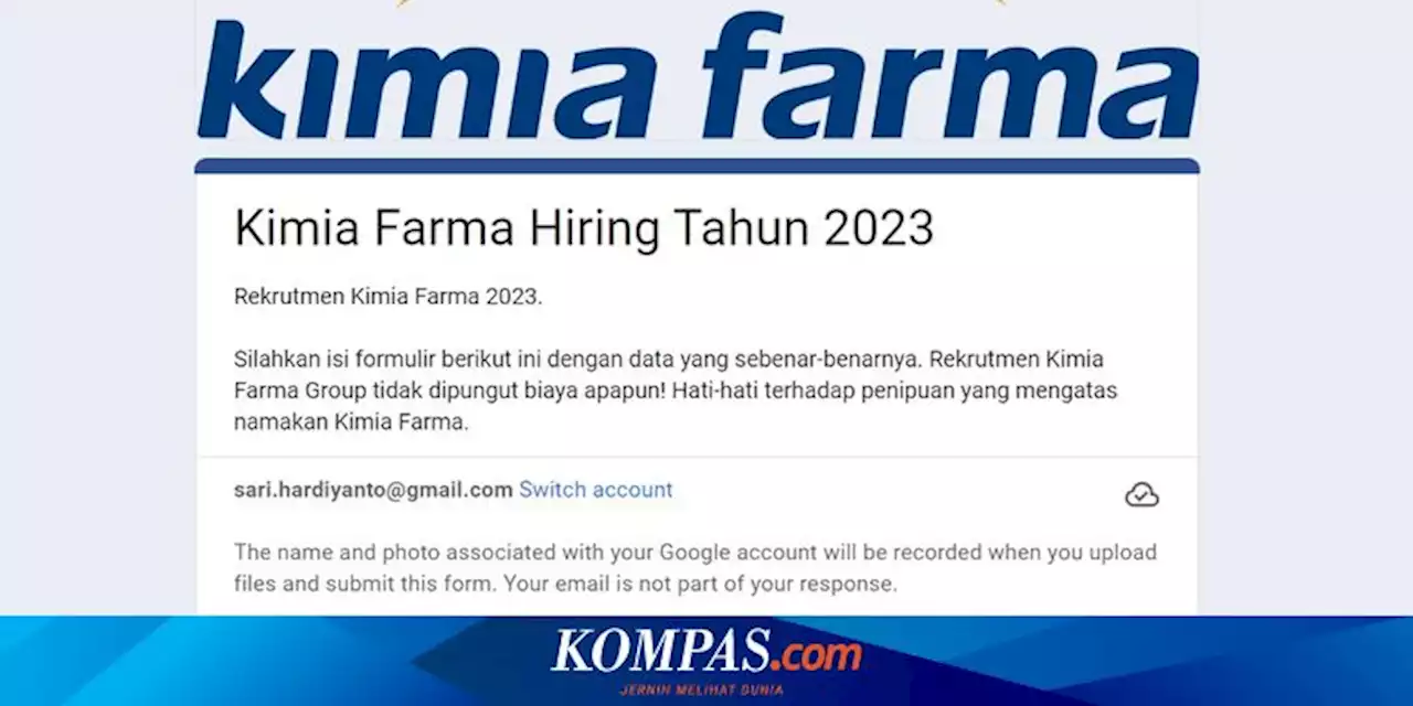 Kimia Farma Buka Lowongan untuk D3-S1 Semua Jurusan, Ini Syaratnya...