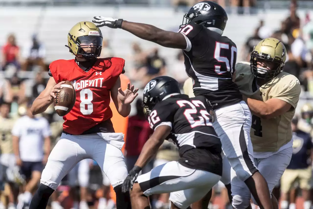 Photos: Bishop McDevitt and CD East in high school football scrimmage action