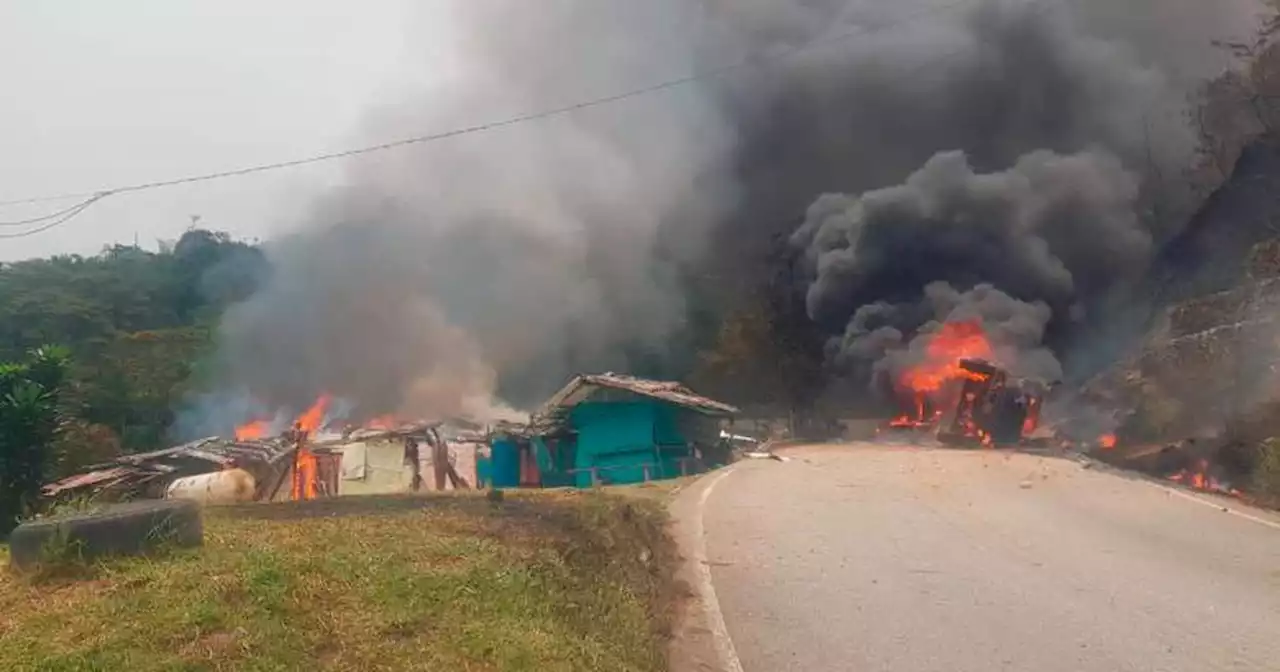 Explosión de camión de gas en vía Guatapé- San Rafael deja 12 heridos que transitaban en la carretera